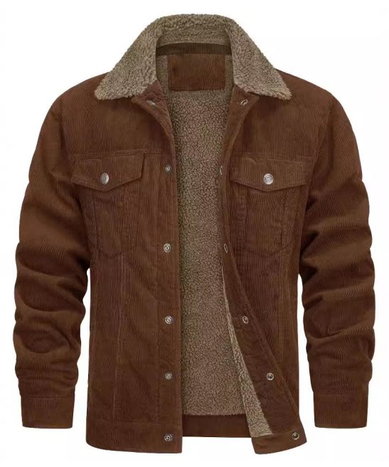 Men's Corduroy Lapel Long Sleeve Jacket