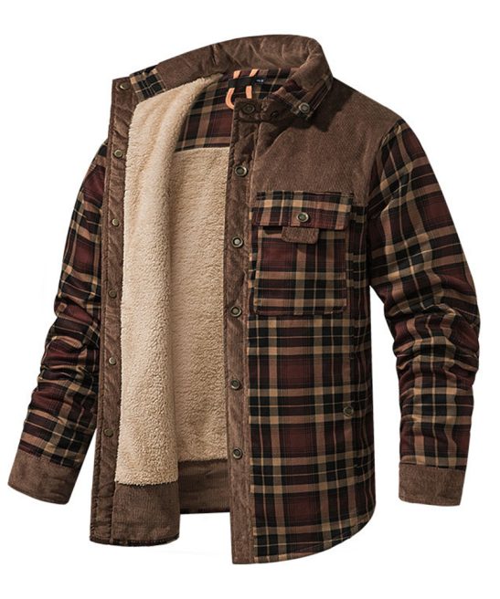 Men's Velvet Plaid Printed Jacket