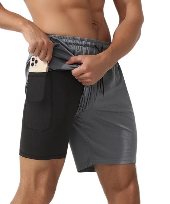 Men's Sports Breathable Quick-Drying Double-Layer Anti-Glare Shorts