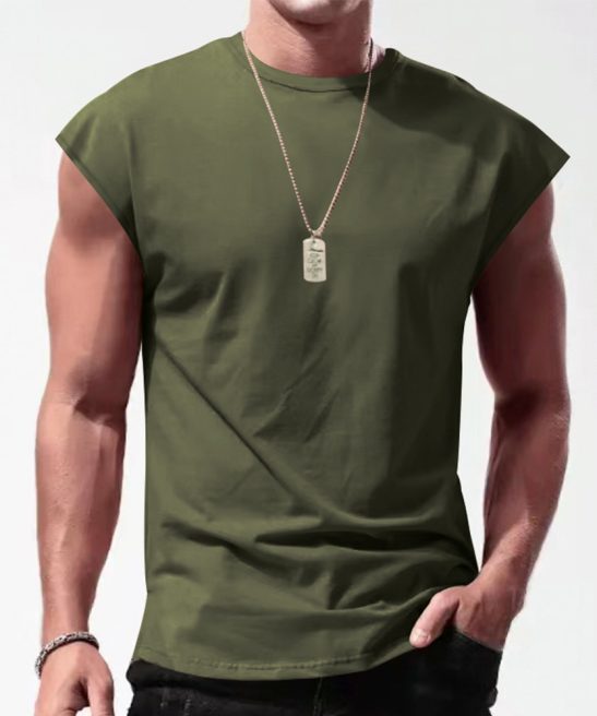 Men's Sports Stretch Solid Color Round Neck Sleeveless Vest